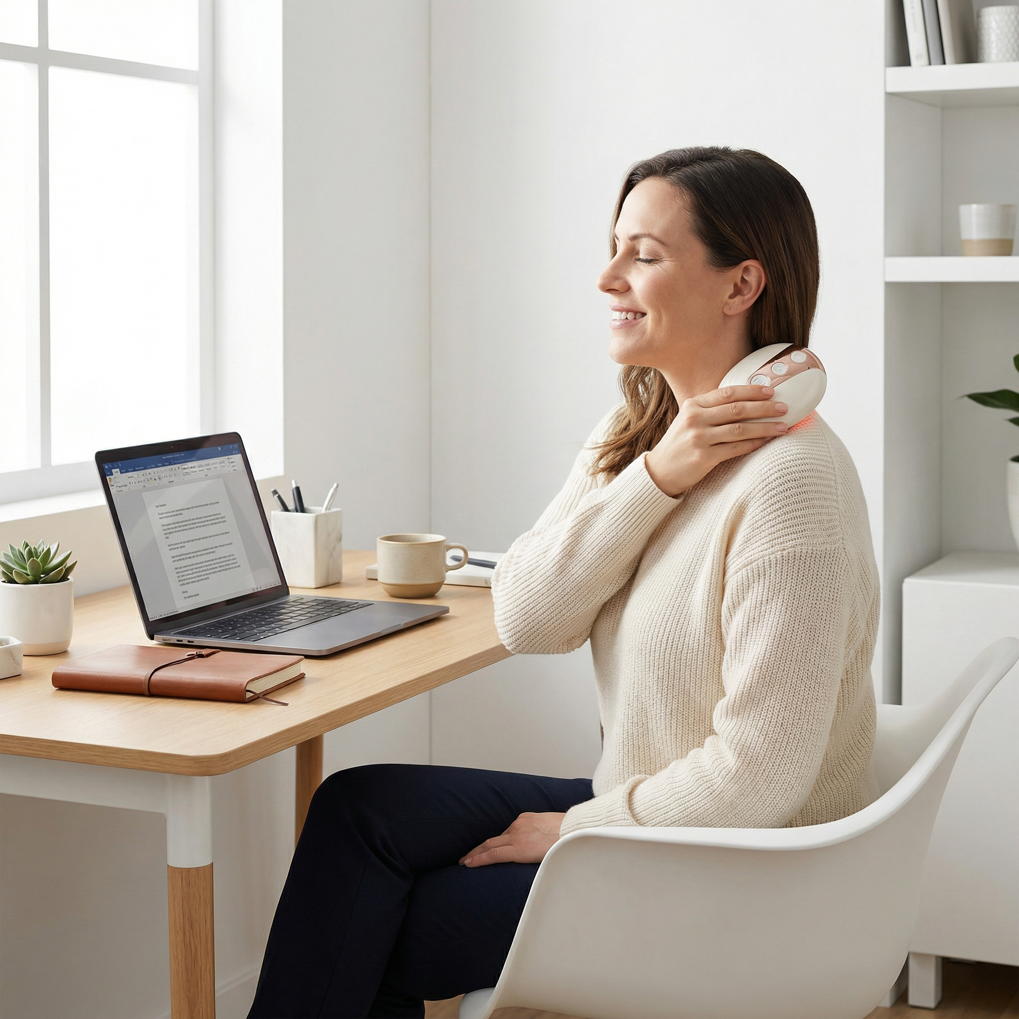 Gloshell Intelligent Neck & Back Massager - 5D Metal Balls, 7 Color Light, EMS Microcurrent, Vibration for Muscle Relief