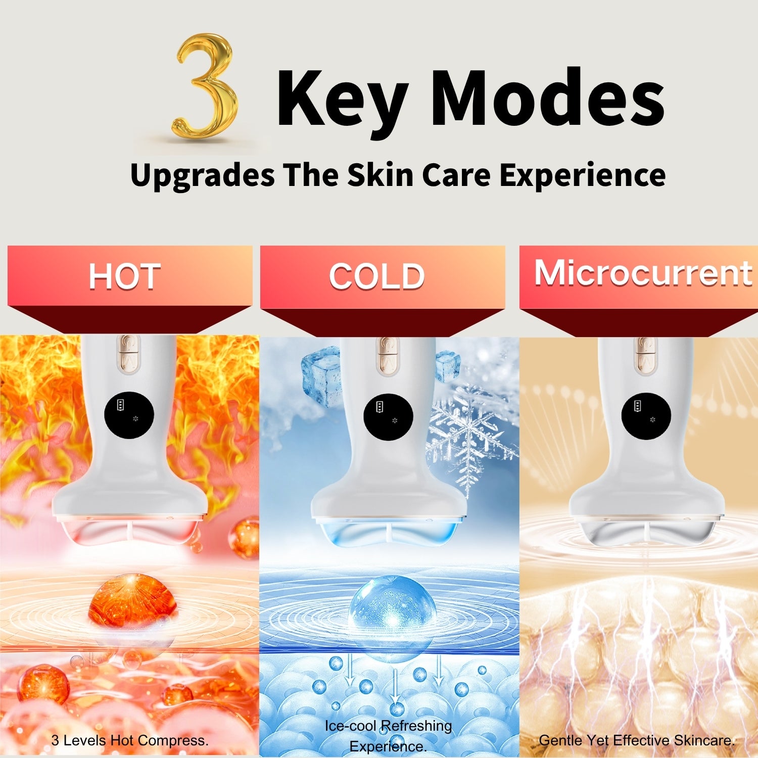 Microcurrent Facial Device with Red Light Therapy - 7-in-1 LED Sculptor & Hot Gua Sha for Face Neck Eye Firming, Depuffing & Double Chin Reduction