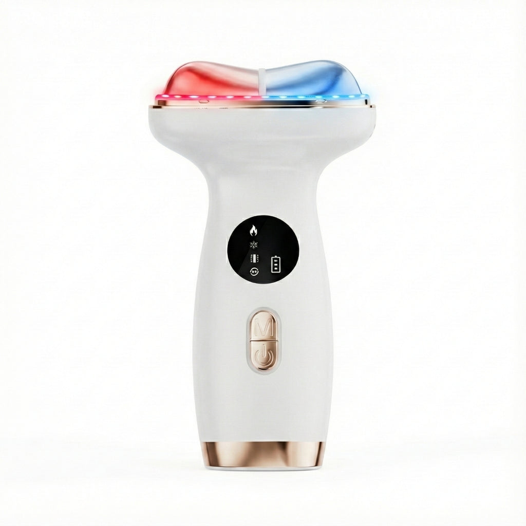 Microcurrent Facial Device with Red Light Therapy - 7-in-1 LED Sculptor & Hot Gua Sha for Face Neck Eye Firming, Depuffing & Double Chin Reduction