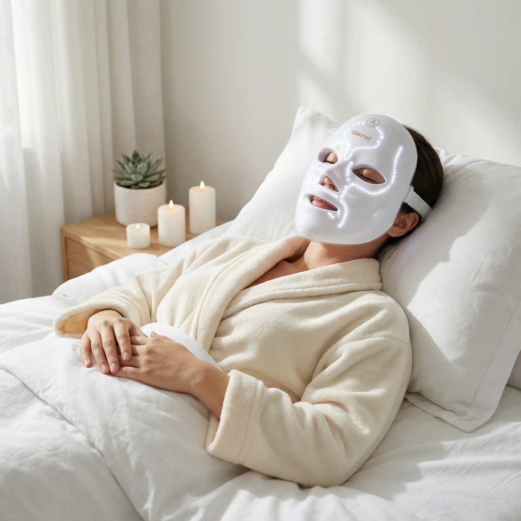 Gloshell 7-Color LED Light Therapy Mask - Photodynamic Skin Rejuvenation, Whitening, Anti-Wrinkle, Spot Fading for Facial Care