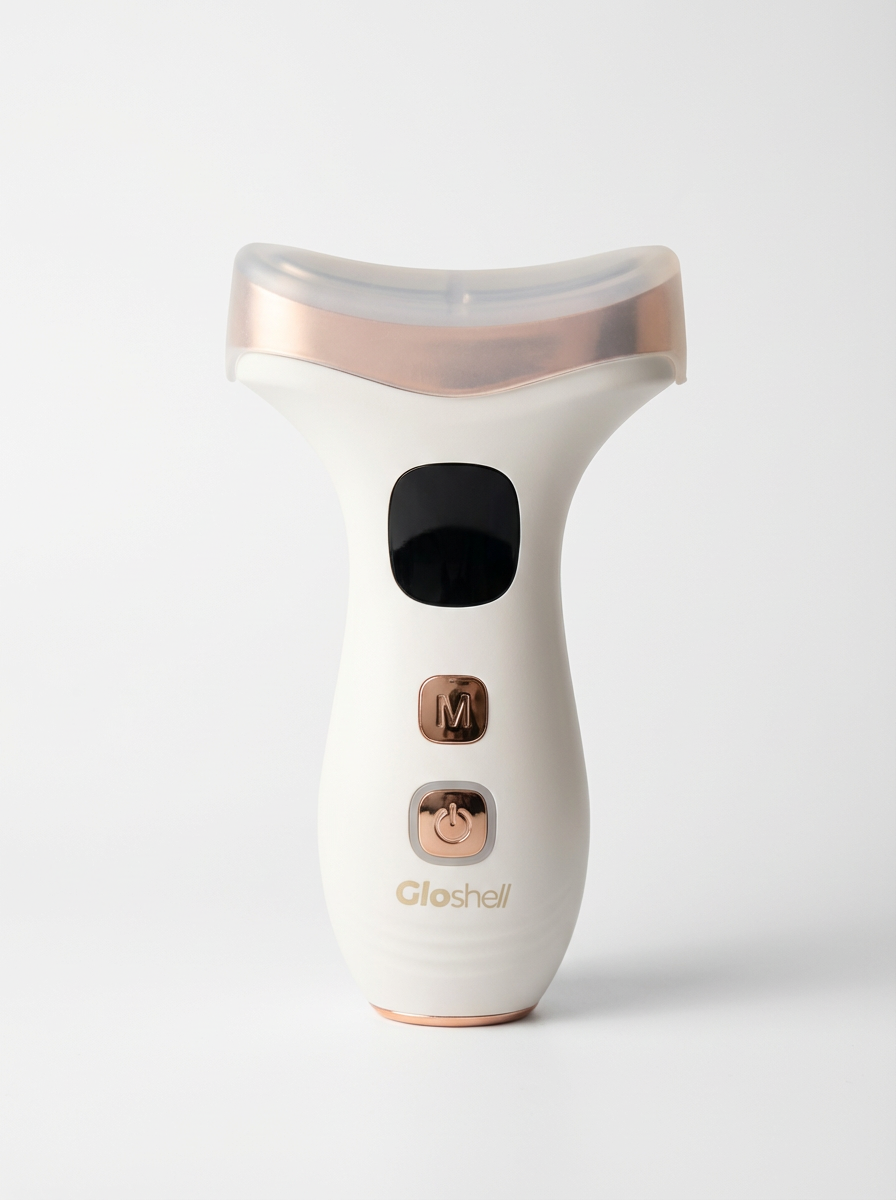 Gloshell LED Electric Facial Massager - Microcurrent, Hot Compress, Vibration, 7 Color Light for Lifting & Rejuvenation